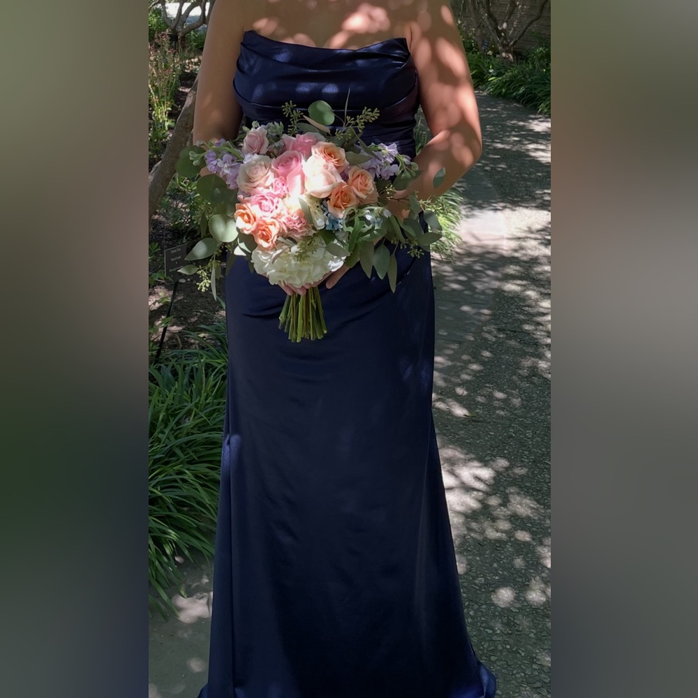 Chic Navy Blue Strapless Maxi Dress